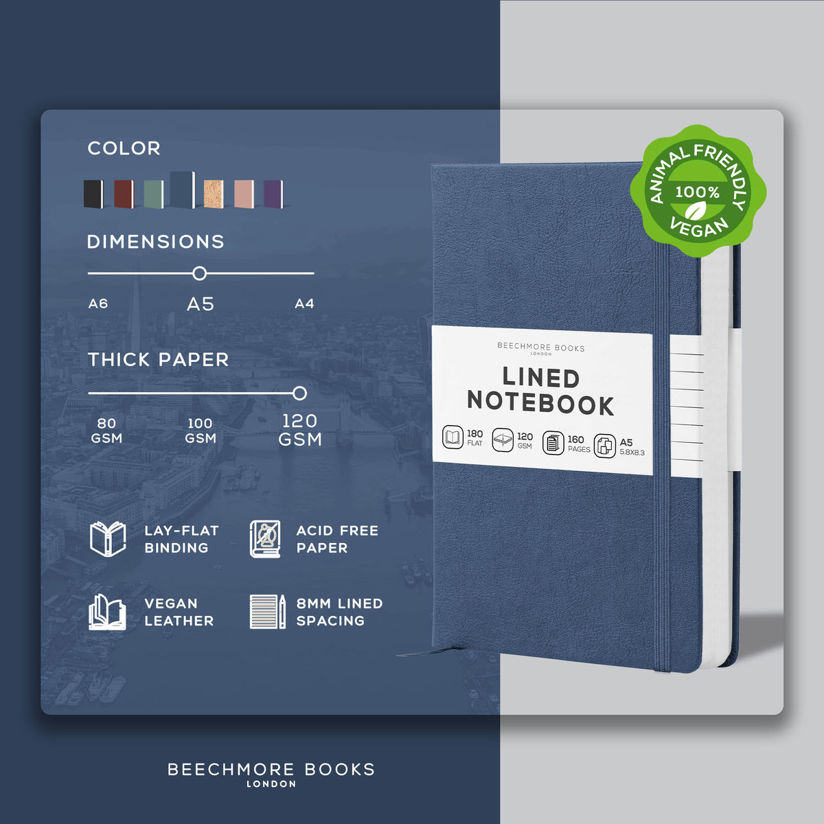 A5 Ruled Notebook - Symphony Blue