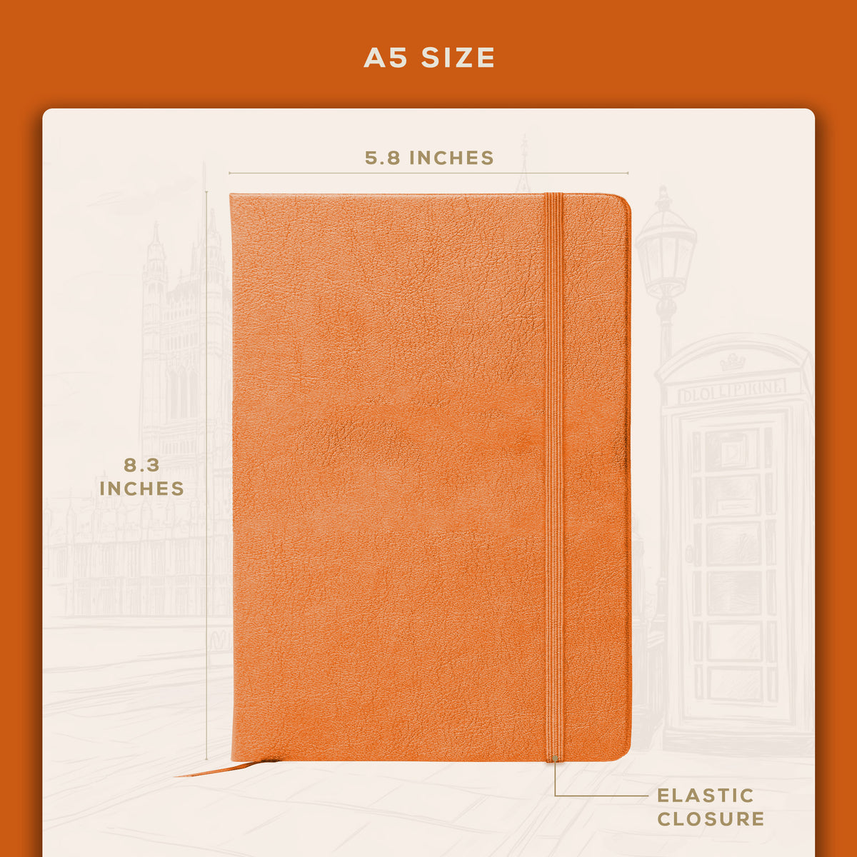 A5 Ruled Notebook - Monarch Orange