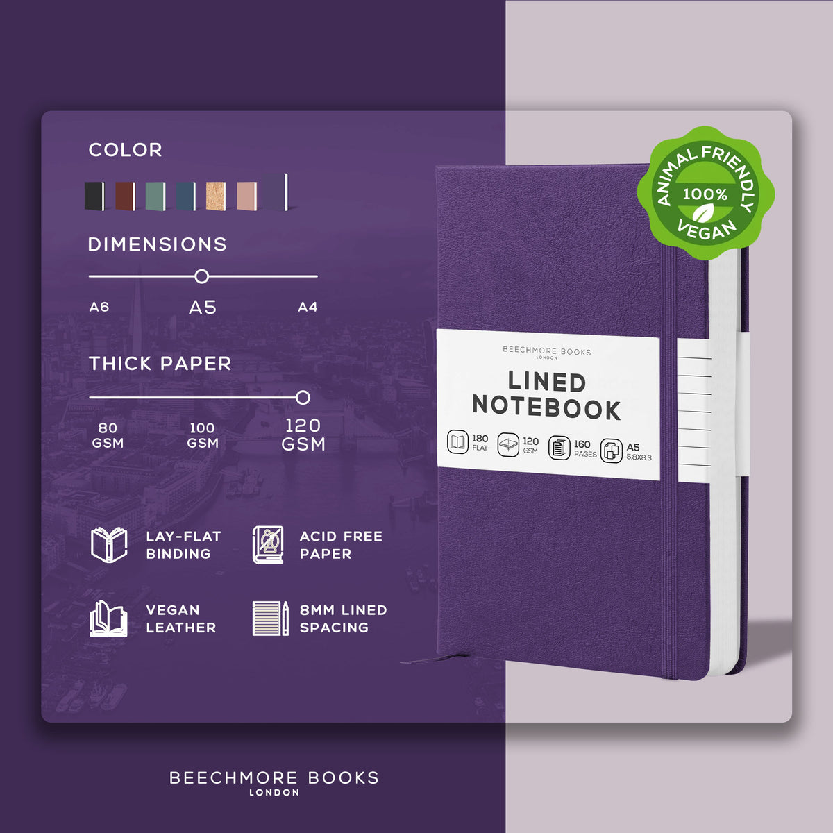A5 Ruled Notebook - Royal Plum