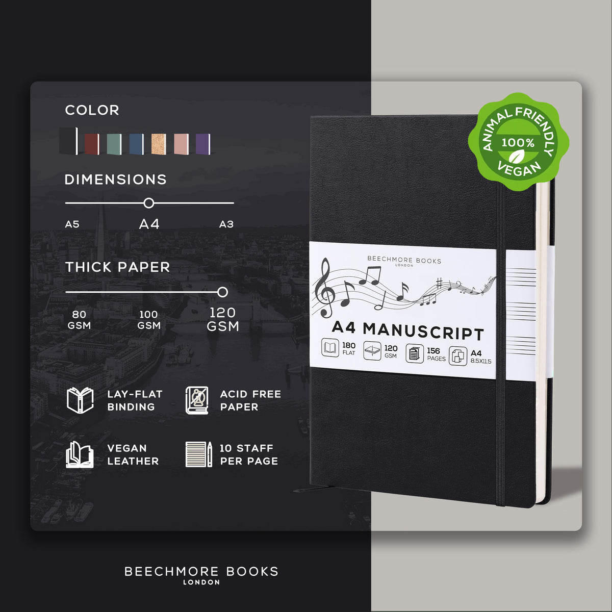 A4 Manuscript Notebook - Charcoal Black