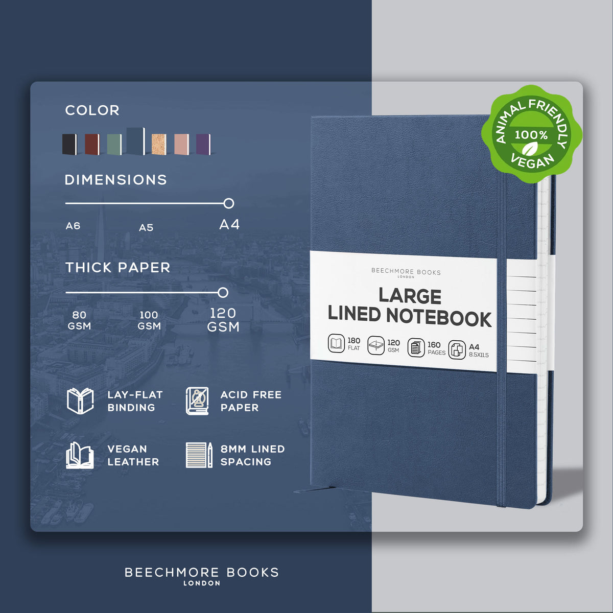 A4 Ruled Notebook - Symphony Blue