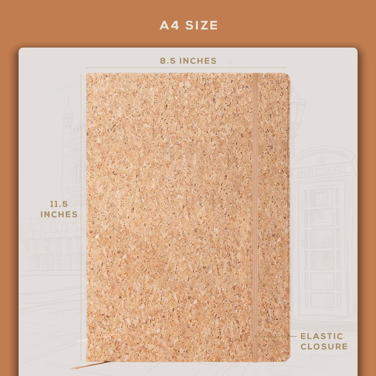A4 Ruled Notebook - Beige Cork