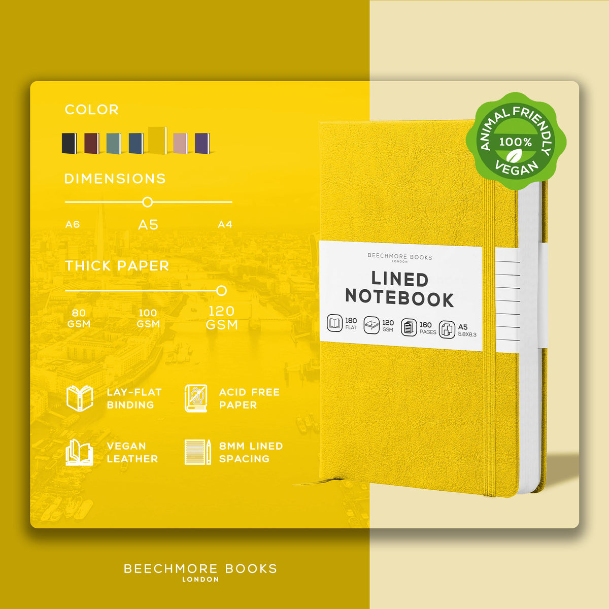 A5 Ruled Notebook - Sunshine Yellow