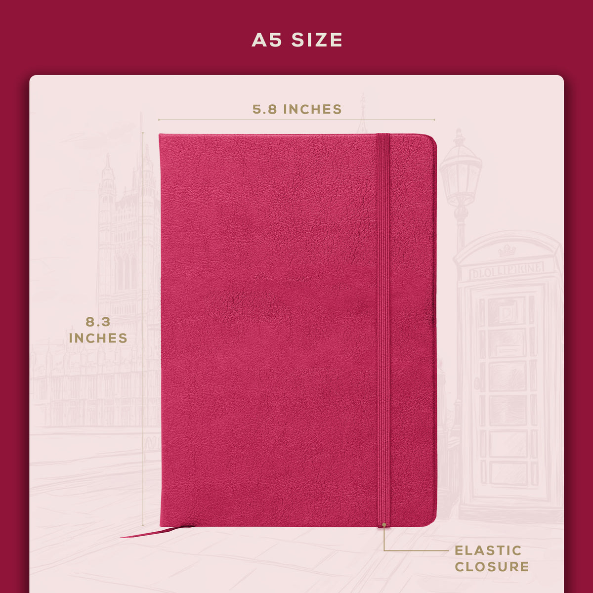 A5 Ruled Notebook - Vibrant Pink