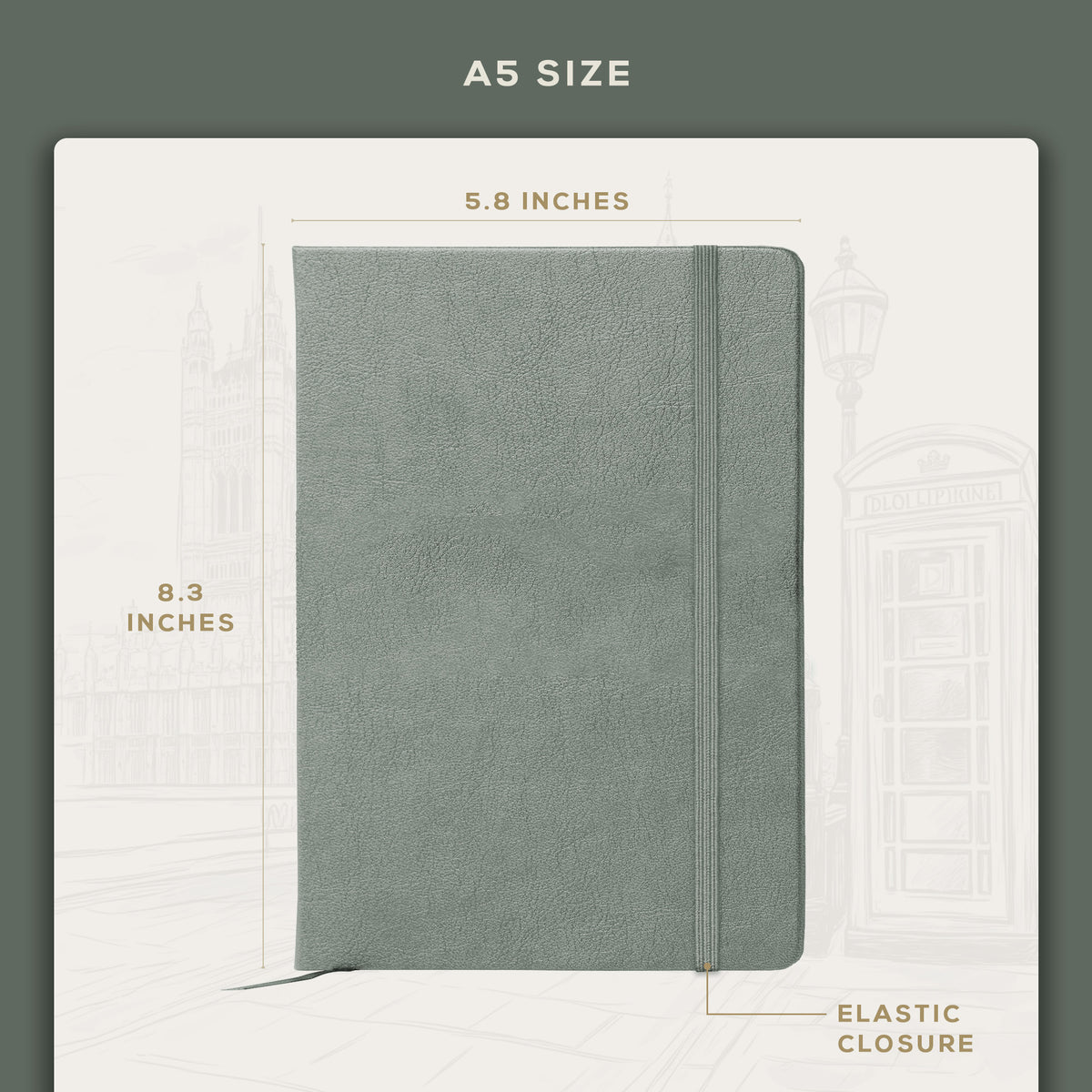 A5 Ruled Notebook - Olive Green
