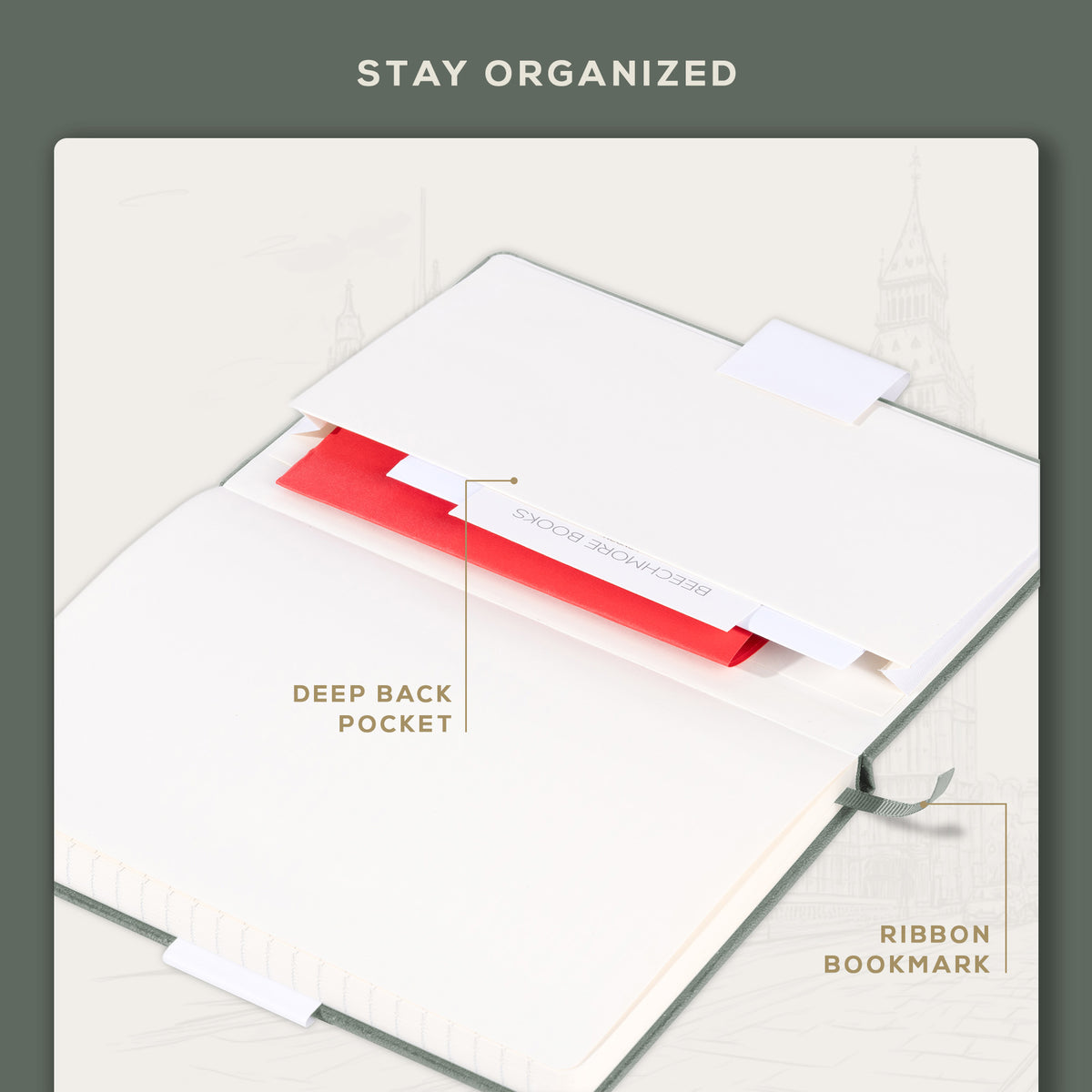 A5 Ruled Notebook - Olive Green