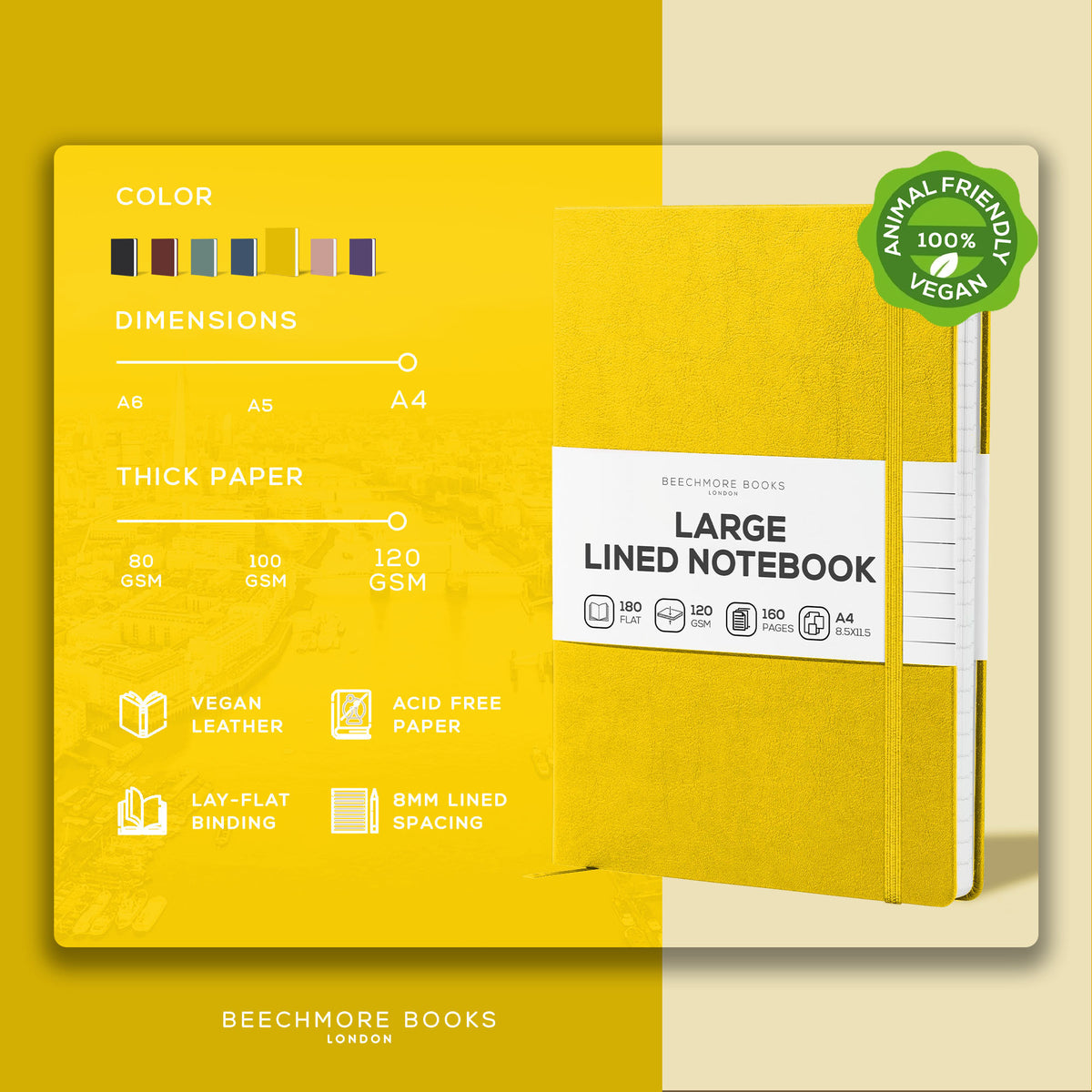 A4 Ruled Notebook - Sunshine Yellow