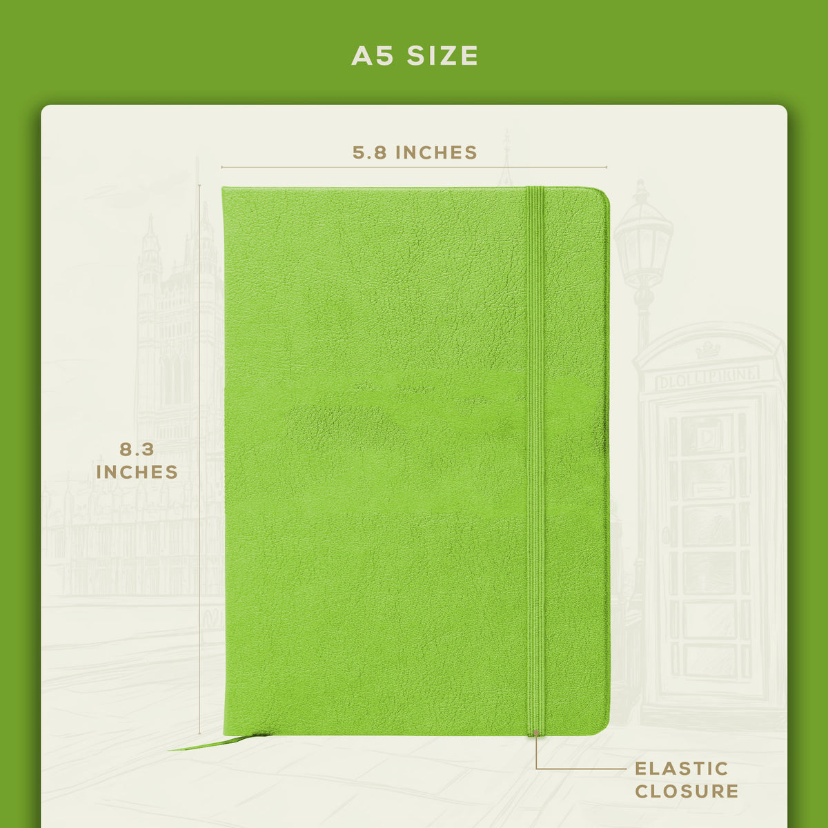 A5 Ruled Notebook - Bright Lime