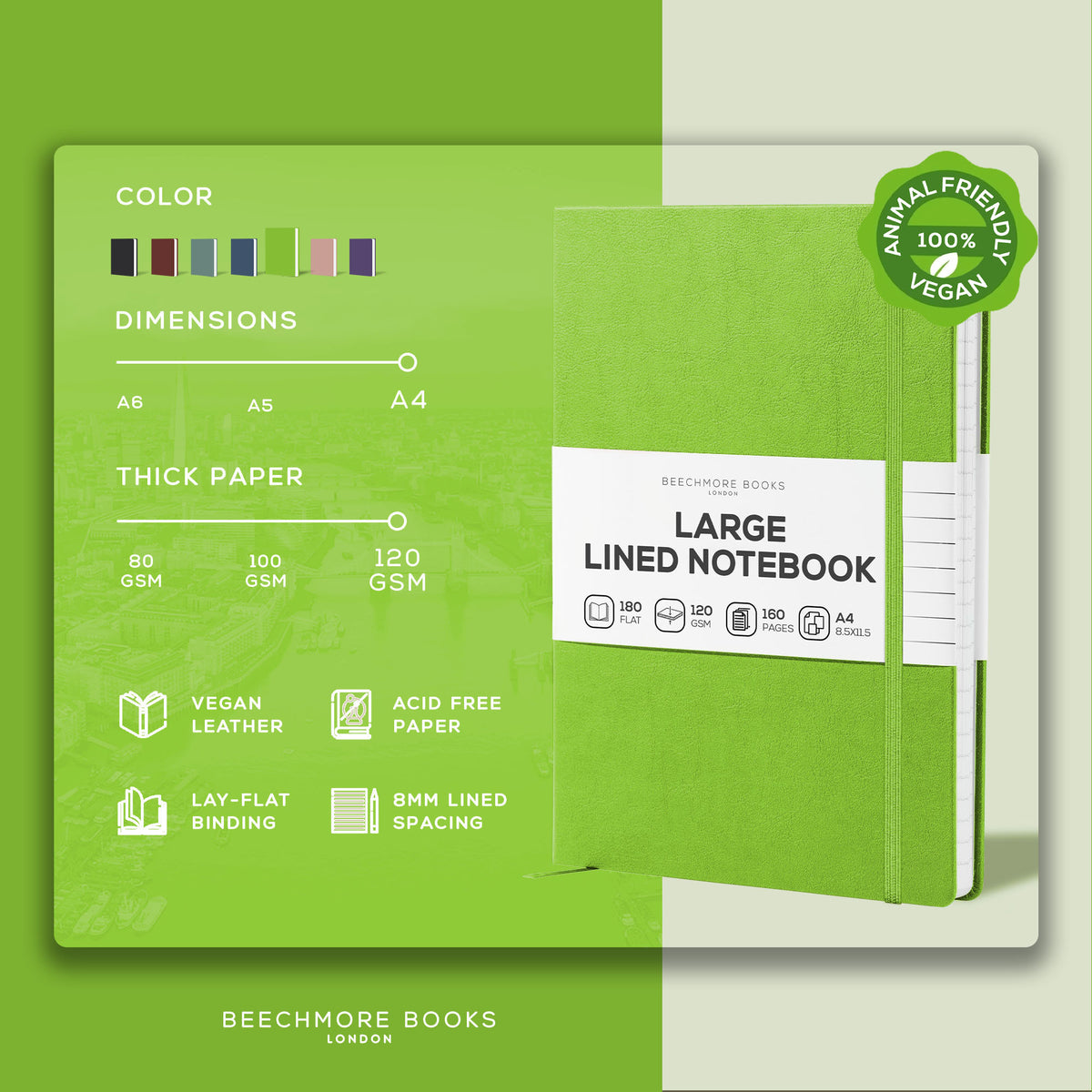 A4 Ruled Notebook - Bright Lime