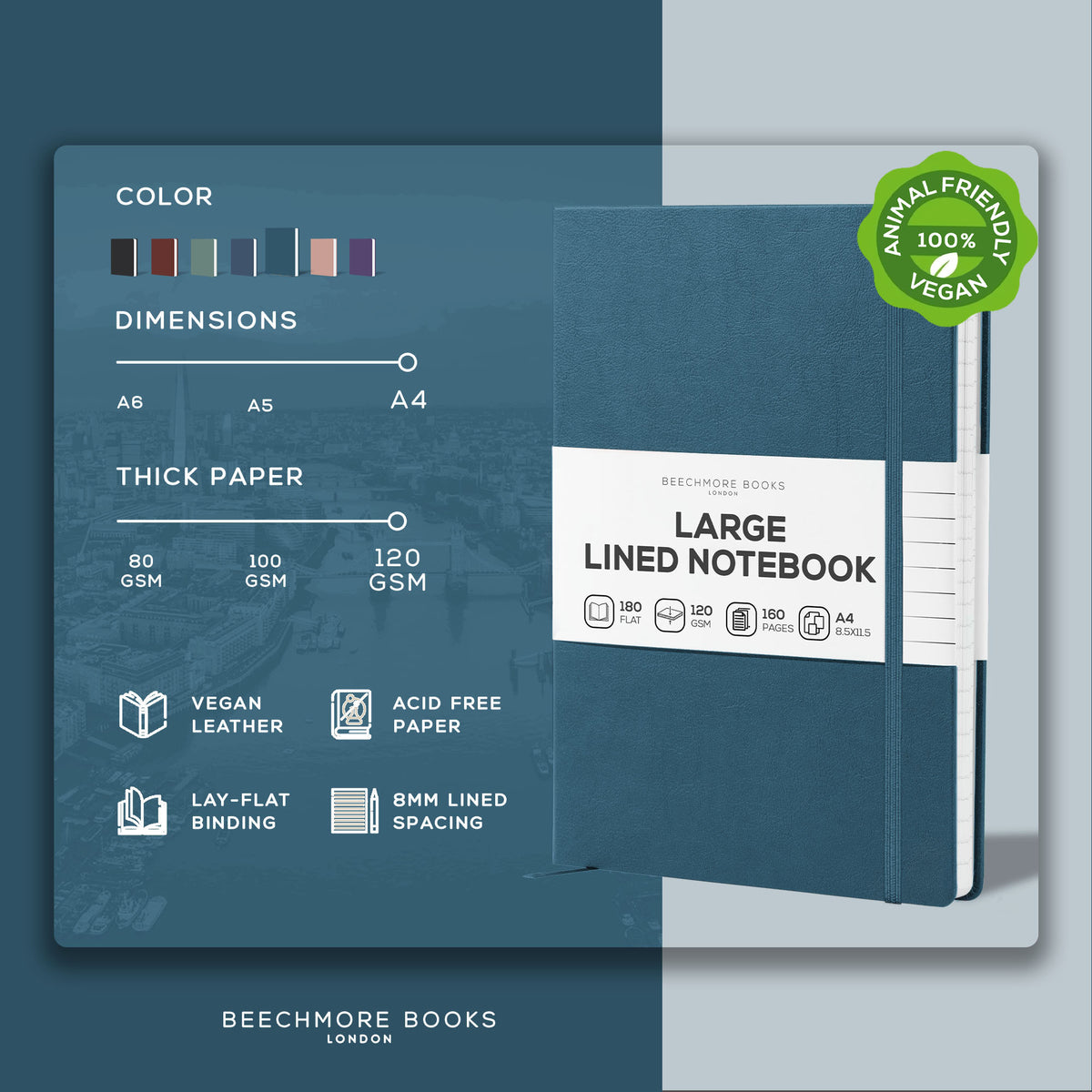 A4 Ruled Notebook - Ocean Blue