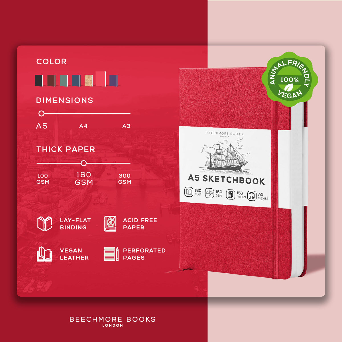 A5 Sketchbook - Scarlet Red