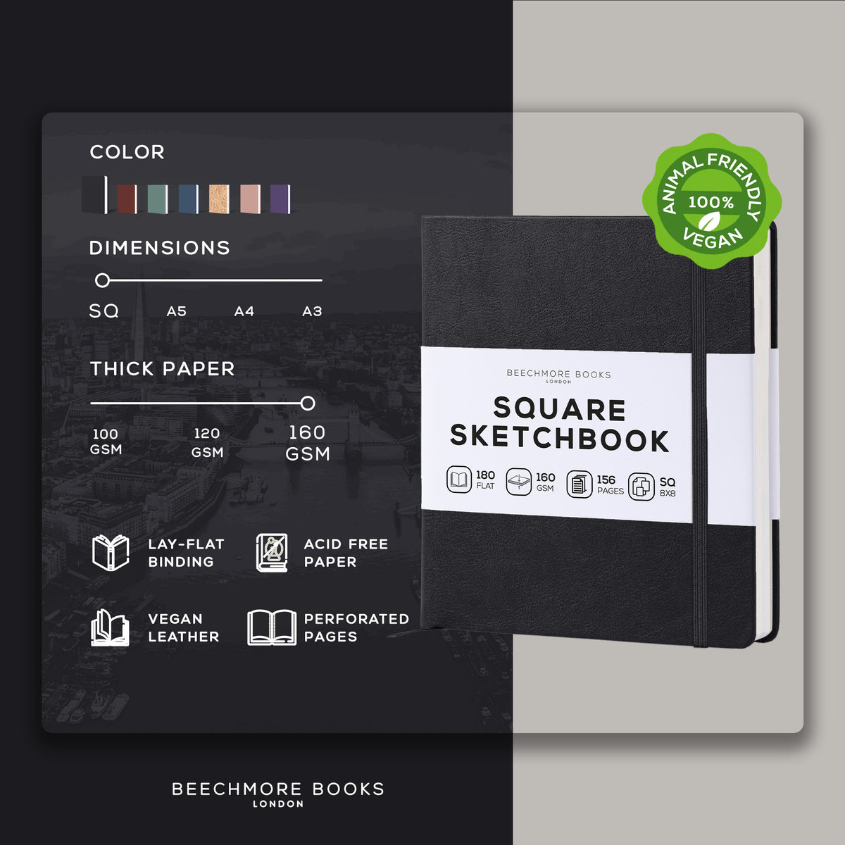 Art Square Sketchbook - Charcoal Black