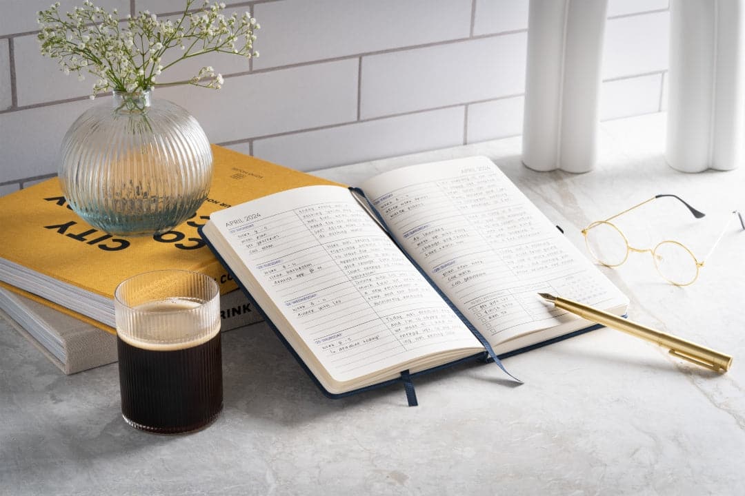 Deep Symphony Blue A5 agenda, inviting tranquility into your weekly planning process