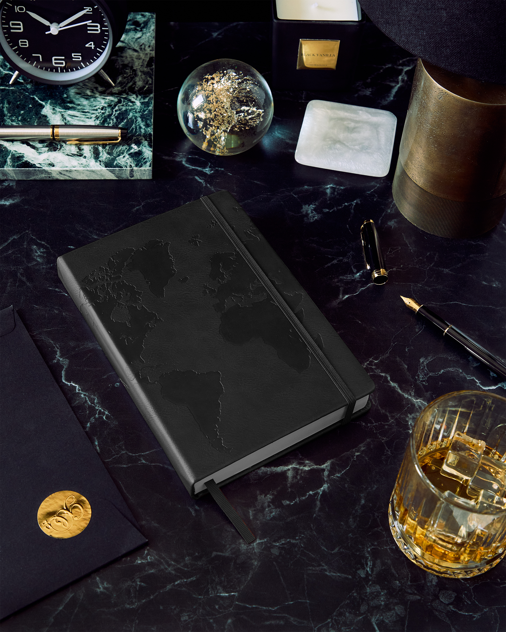 Minimalist Charcoal Black A5 planner, designed for seamless travel planning and organization.