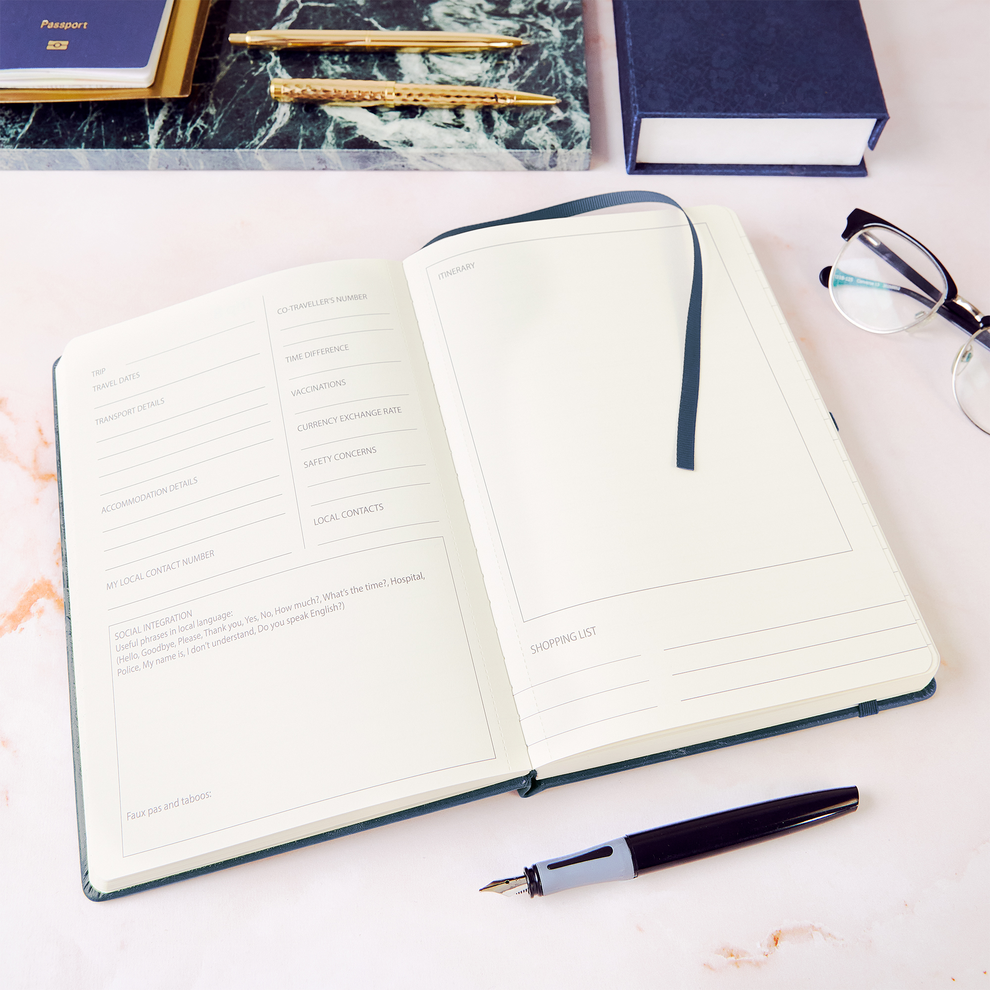 A5 journey journal in captivating Symphony Blue, an inspiration for those who sail the skies and seas.