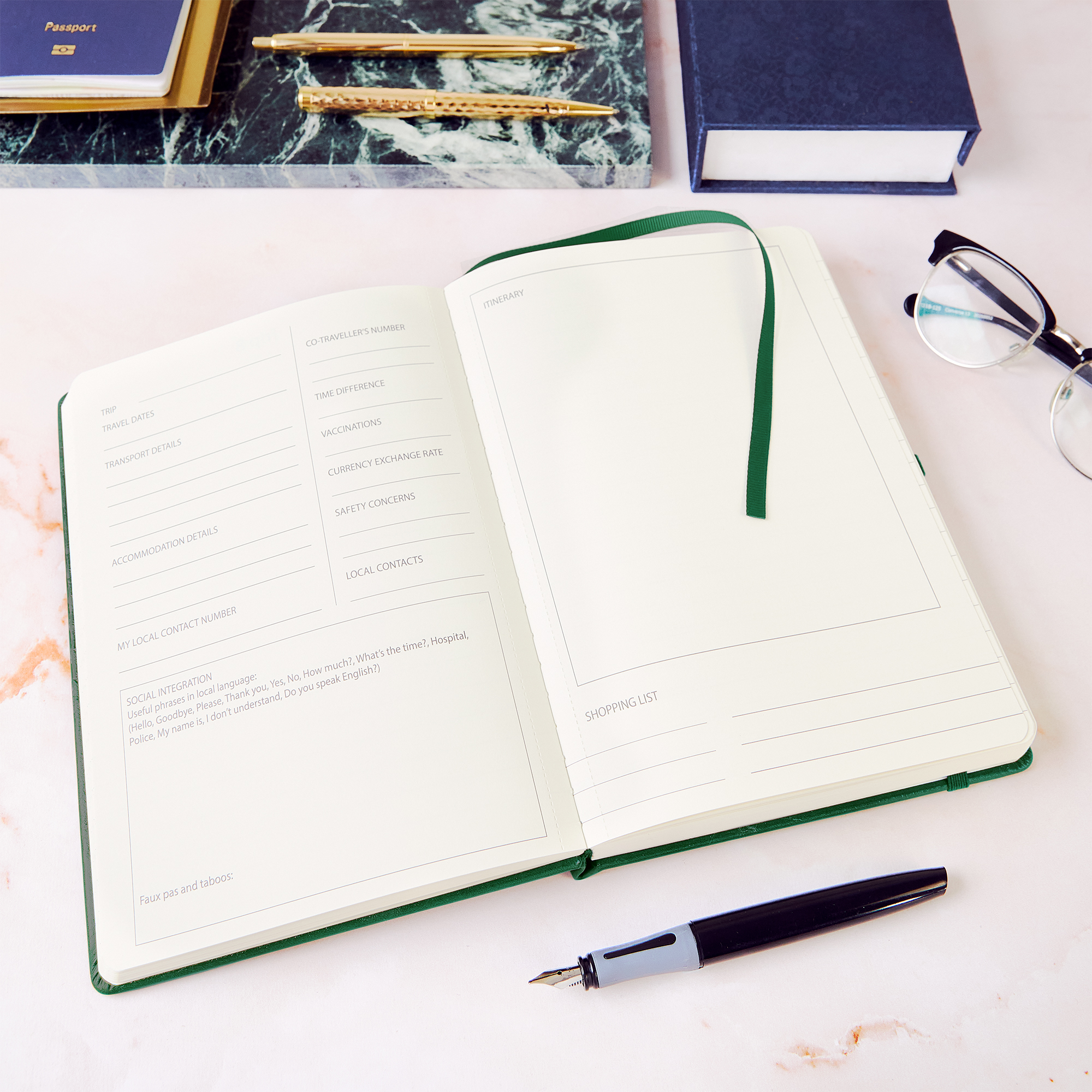 Dartmouth Green travel planner in A5 size, a Beechmore creation for eco-conscious adventurers.