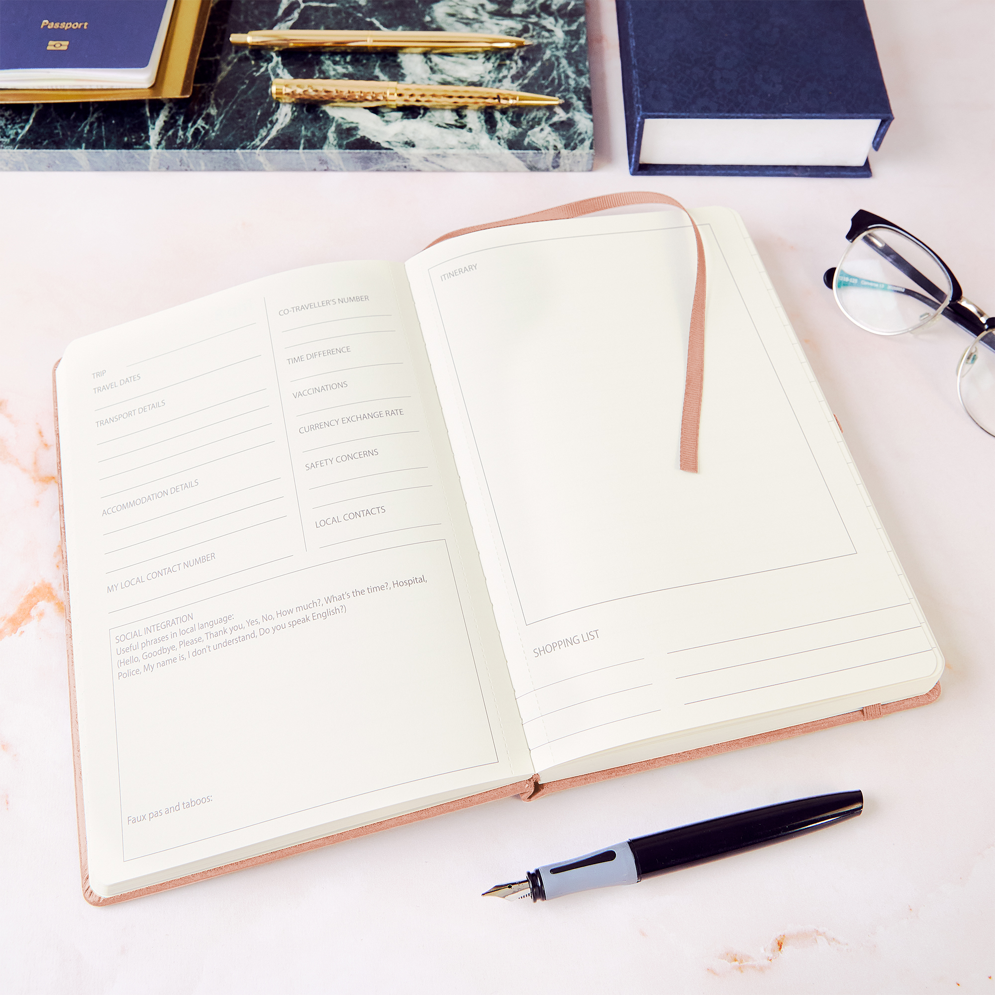 A5 Beechmore travel diary in Rose Wood, a symbol of luxury for the discerning traveler.