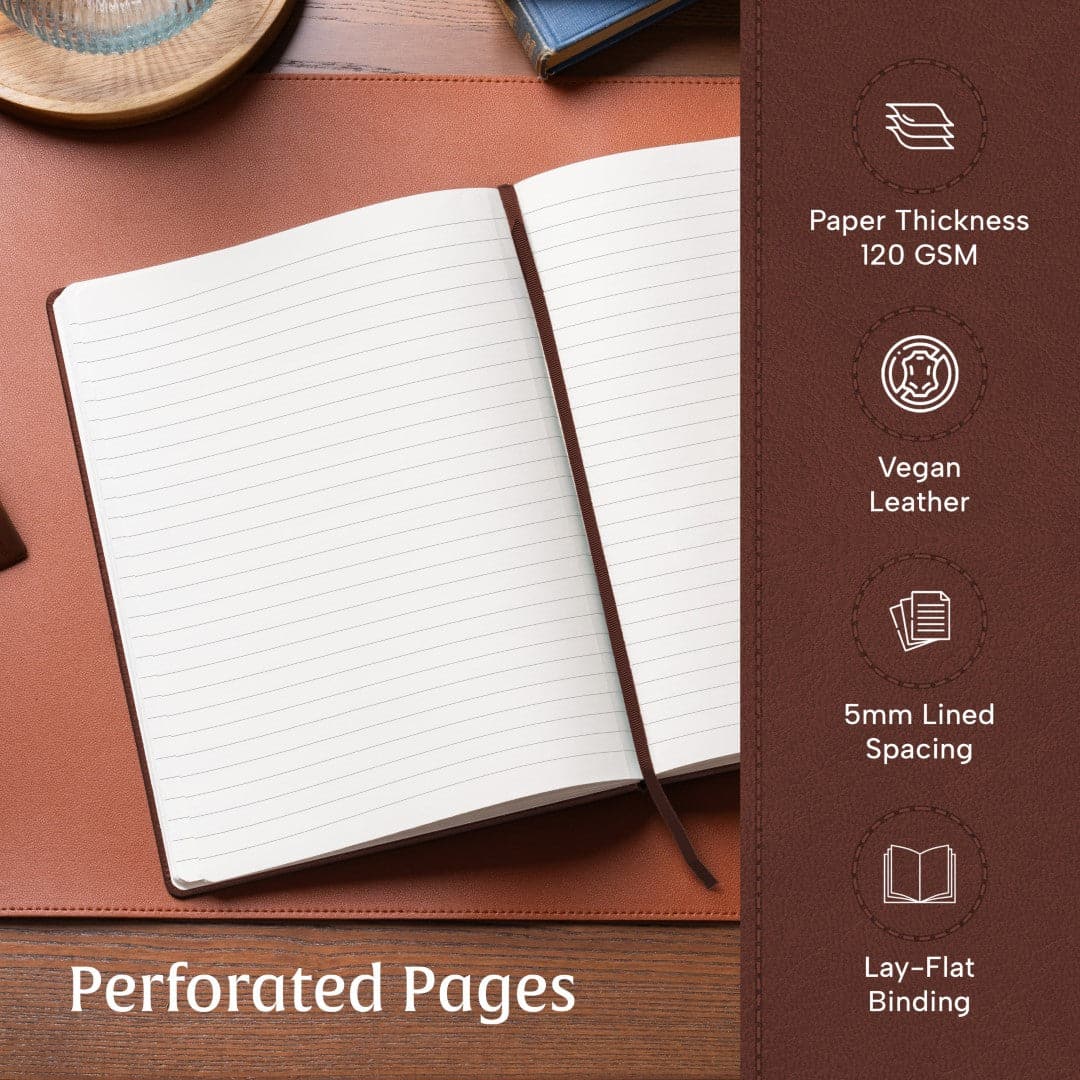 The A4 Ruled Notebook in Chestnut Brown from Beechmore evokes the essence of tradition, with lines that guide your pen and your ideas.