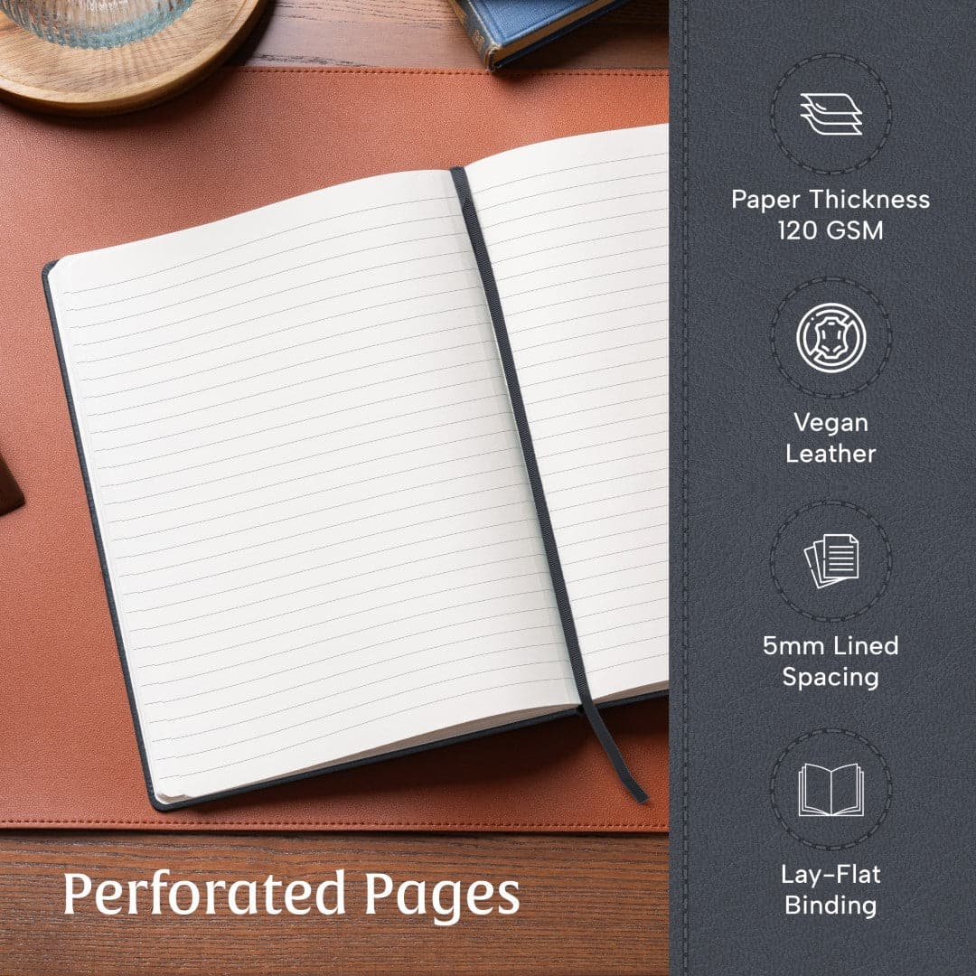 The A4 Ruled Notebook in Graphite Grey from Beechmore offers a contemporary edge, with a cover that mirrors the precision of its lined pages.
