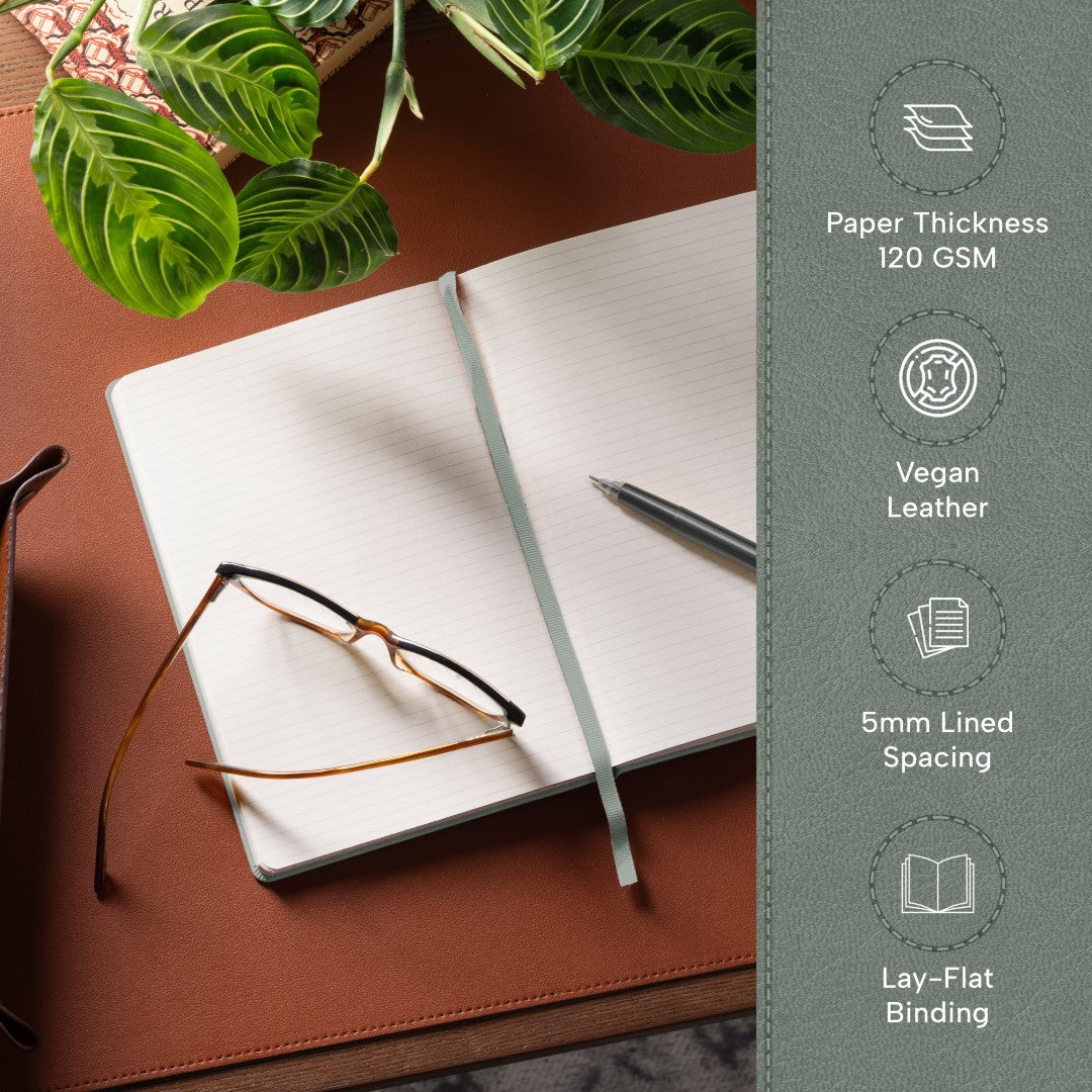 A5 Ruled Notebook - Olive Green