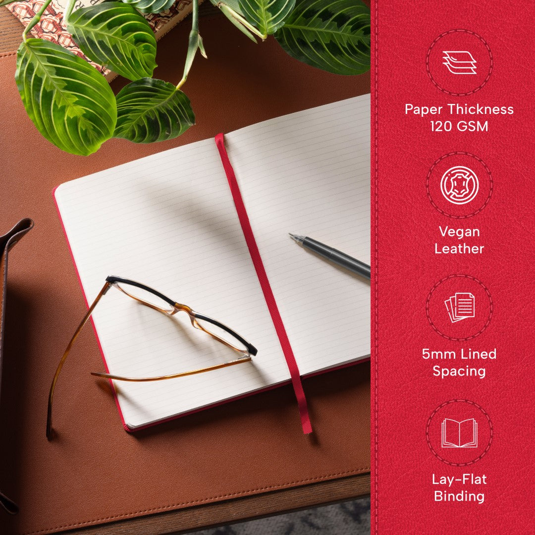 A5 Ruled Notebook - Scarlet Red