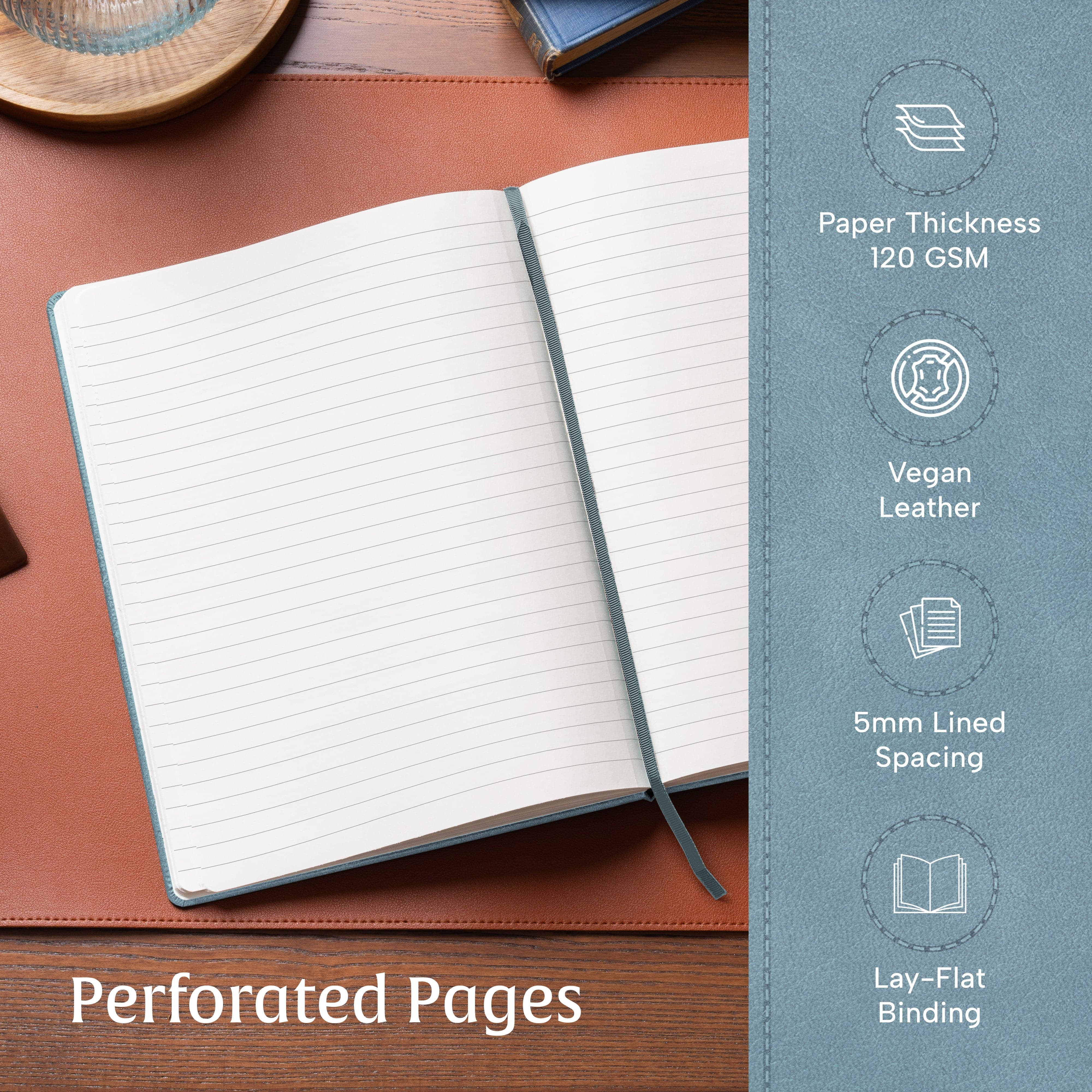 Arctic Teal A4 Ruled Notebook by Beechmore, a cool oasis for your notes and ideas, with perfectly lined pages for structured writing.