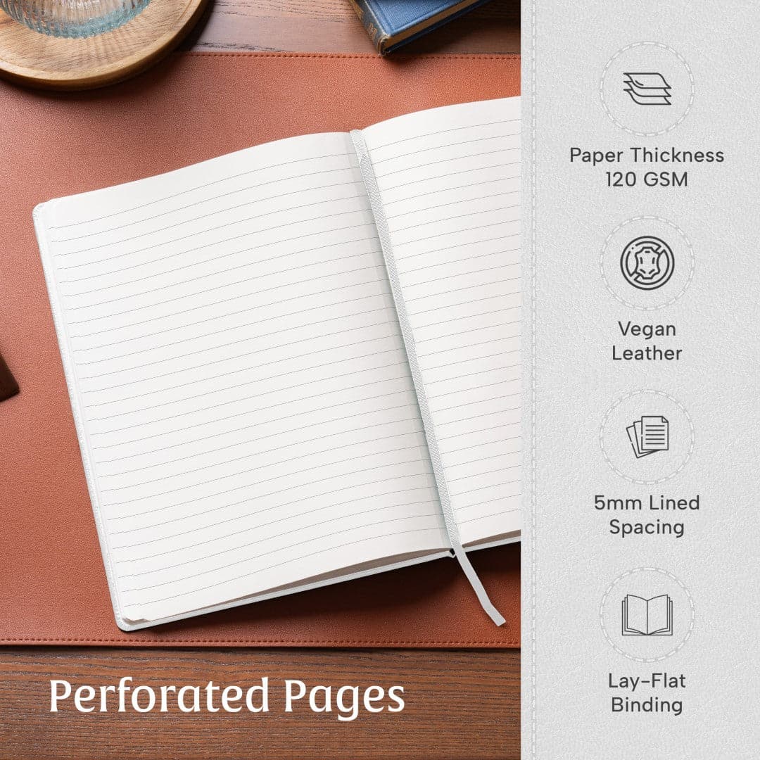 Sleek Snow White A4 journal with lined pages for crystal-clear note-taking and journaling.