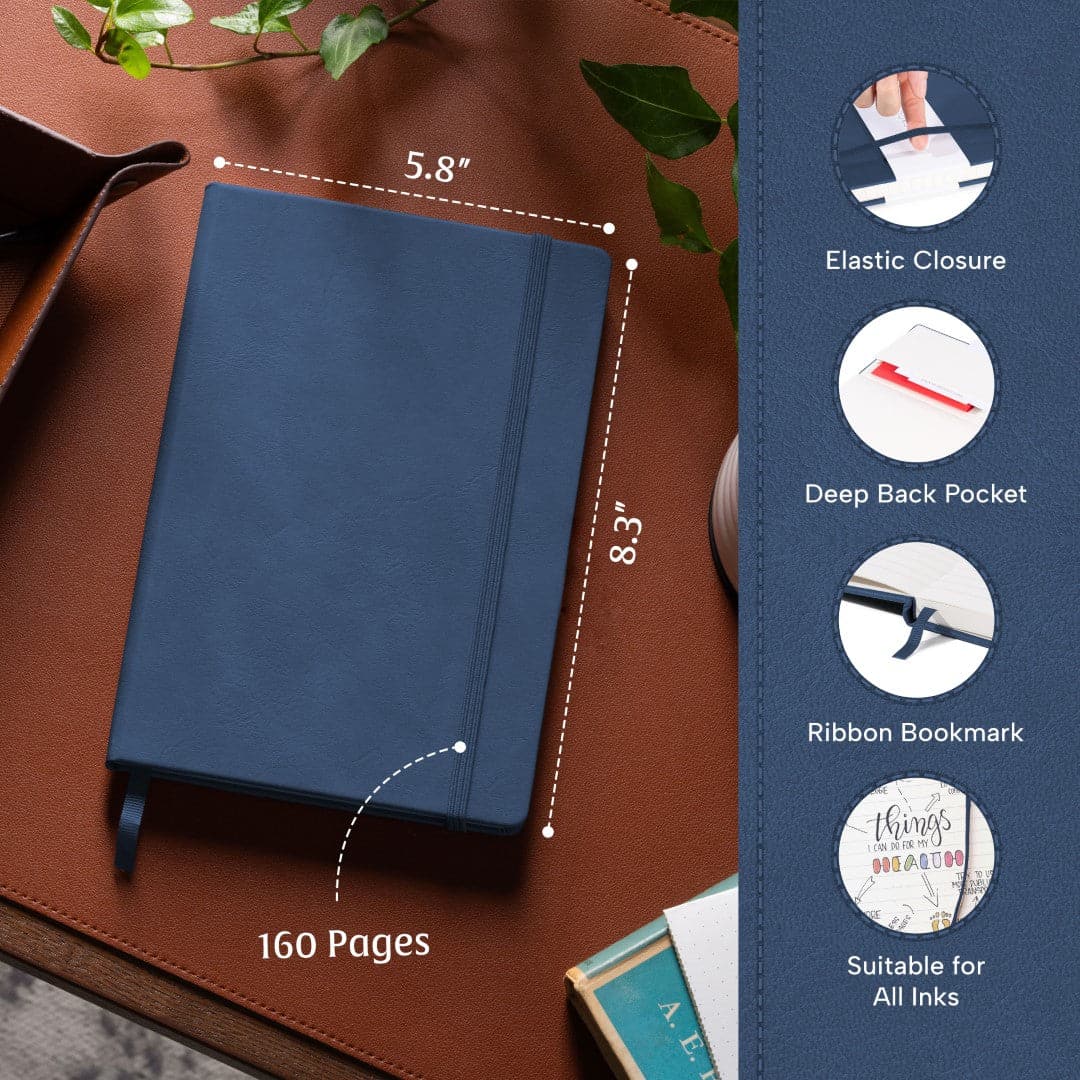 Beechmore's Symphony Blue A5 diary, where the elegance of blue meets the discipline of lined pages.