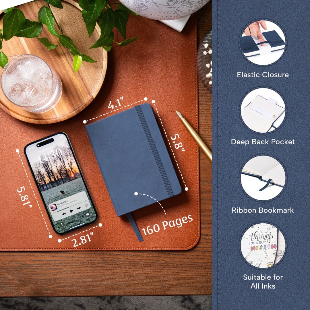 Cool-hued Symphony Blue A6 Beechmore journal, a serene escape for writers and planners