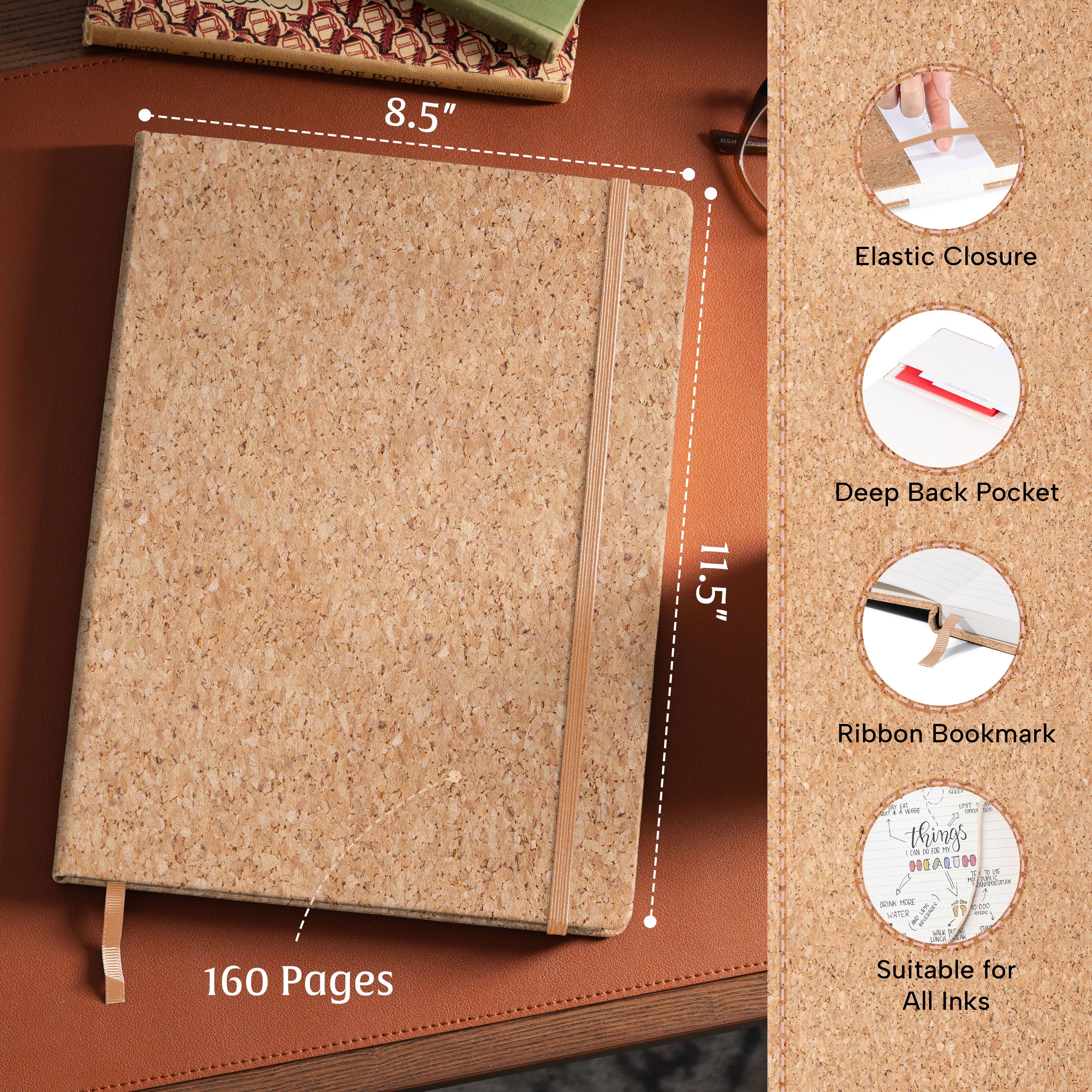 The A4 Ruled Notebook in Beige Cork from Beechmore marries sustainability with functionality, providing a grounded writing experience.