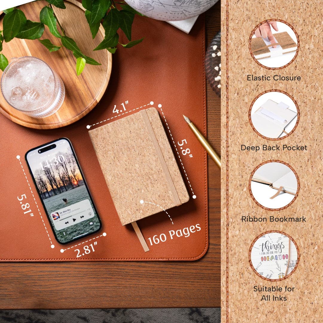A6 Pocket Ruled Notebook - Beige Cork