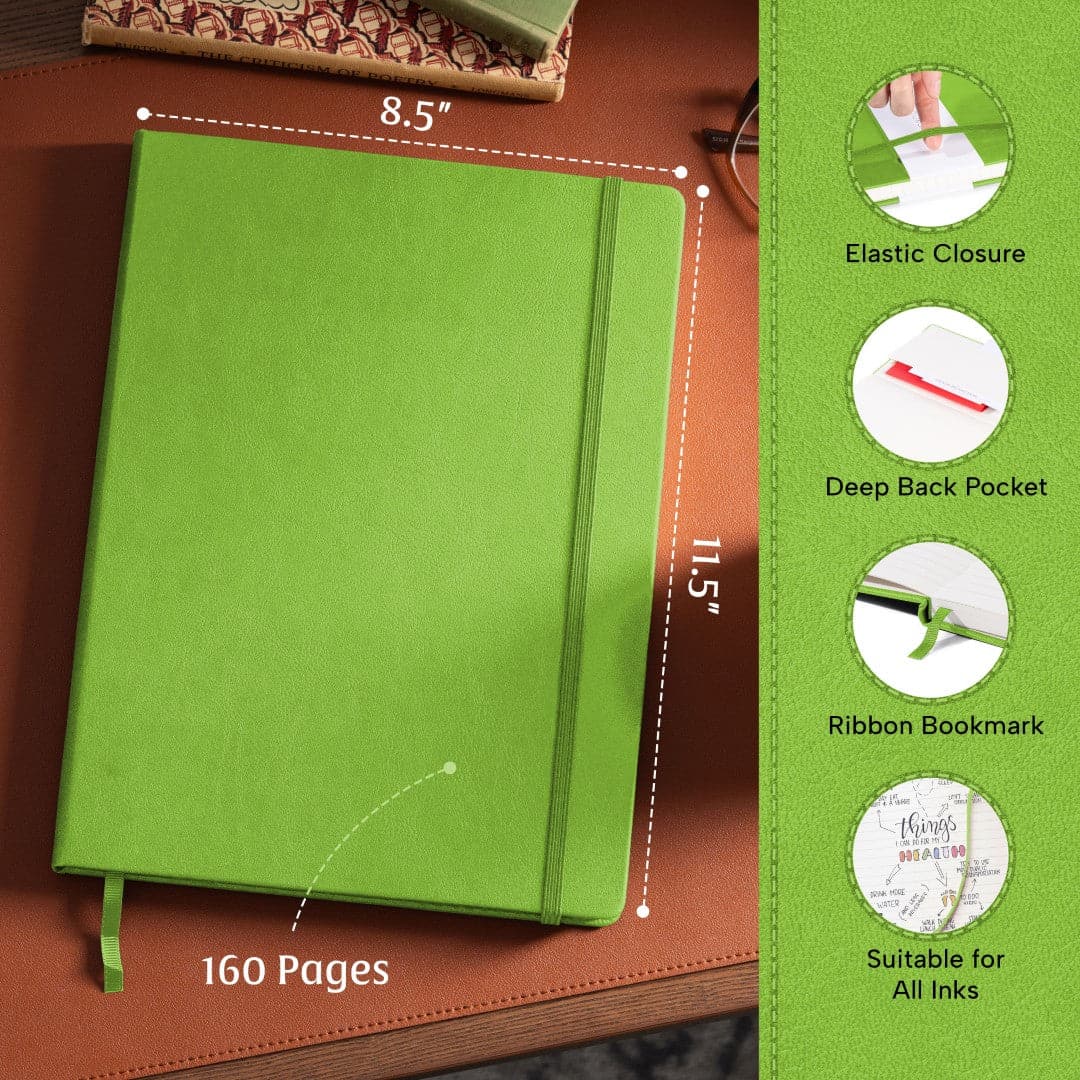 Beechmore's Bright Lime A4 Ruled Notebook is a burst of inspiration, with a lively cover and pages lined for dynamic note-taking.