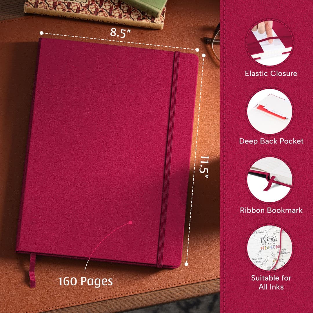 A4 Vibrant Pink lined notebook, a bright statement piece for fashion-forward thinkers.