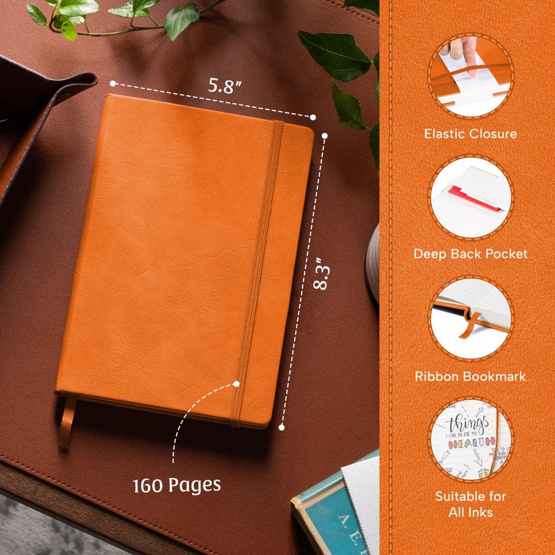 Fiery Monarch Orange A5 journal by Beechmore, sparking joy and bold ideas.