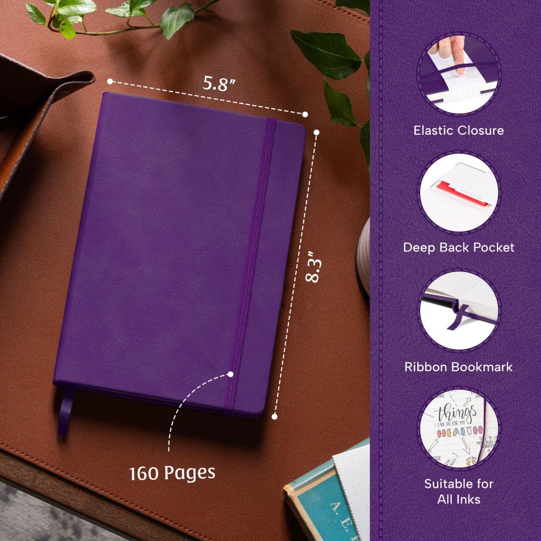 Royal Plum A5 journal, a crown jewel in your collection for sophisticated note-taking.