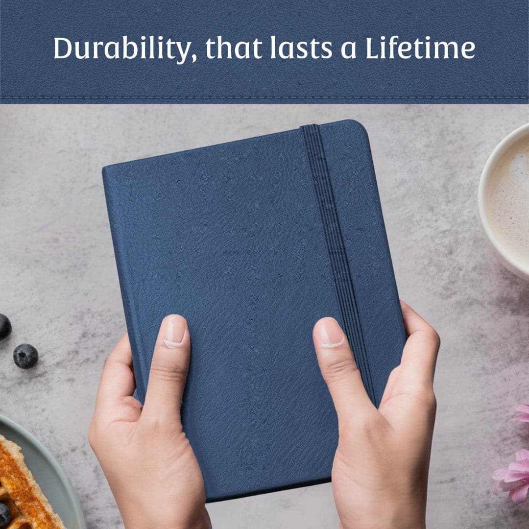 Deep blue A5 notebook by Beechmore, designed for thinkers and dreamers with a love for order.