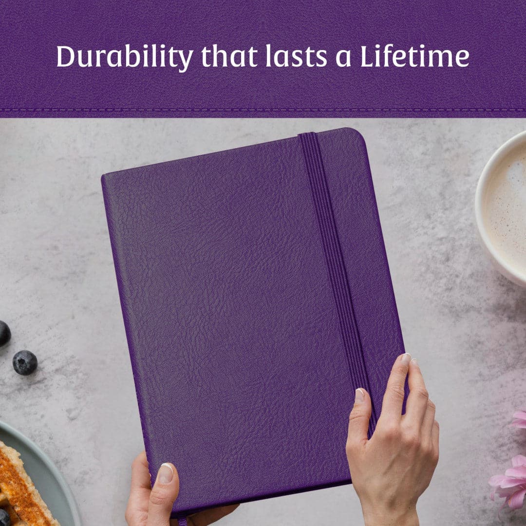 Sophisticated Royal Plum A4 journal, with neatly ruled lines, designed for poets, artists, and professionals.
