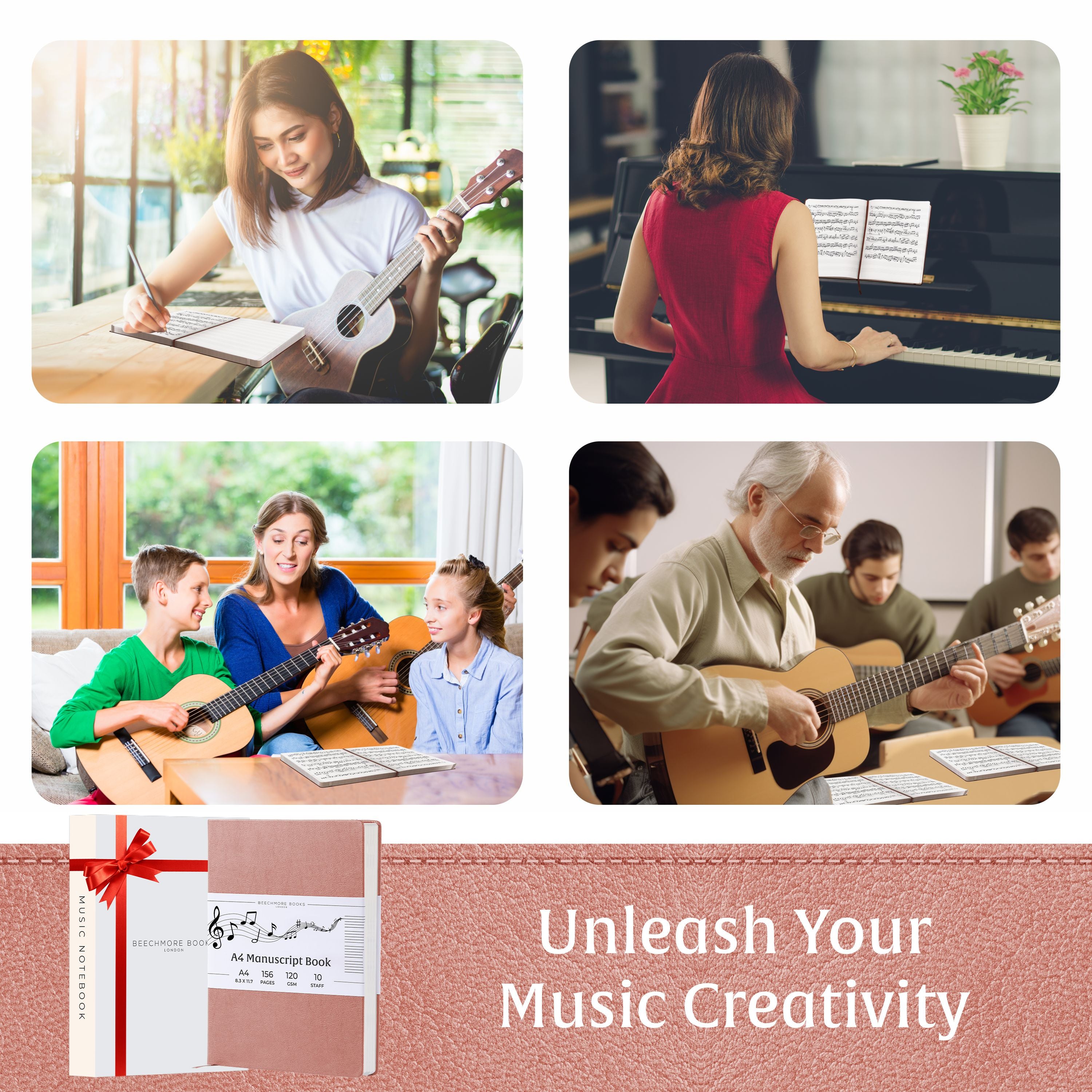 A4 Manuscript Notebook - Rose Wood