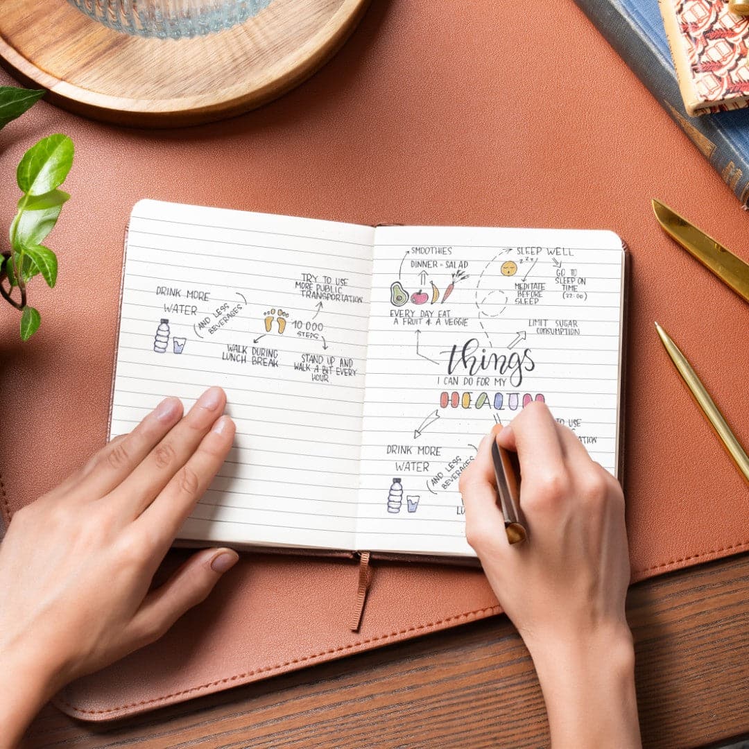 Warm Chestnut Brown A6 pocket notebook from Beechmore for rustic-inspired notes anywhere