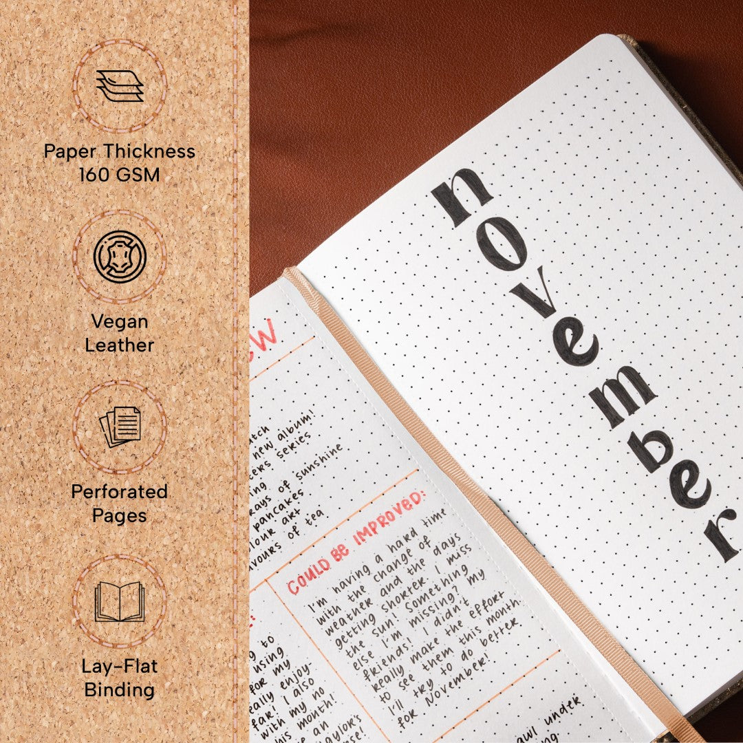 A5 Dotted Notebook - Beige Cork