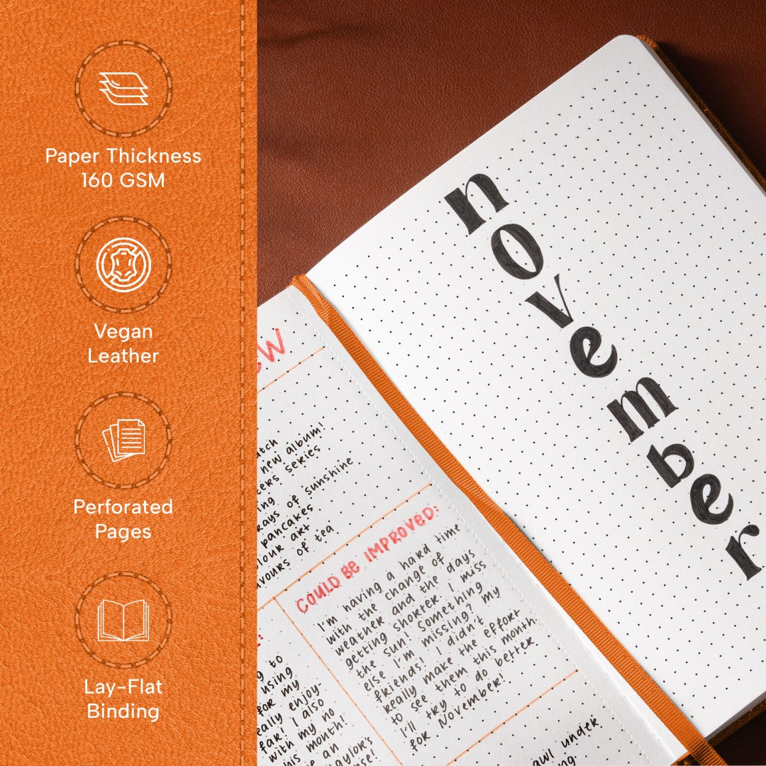 A5 Dotted Notebook - Monarch Orange