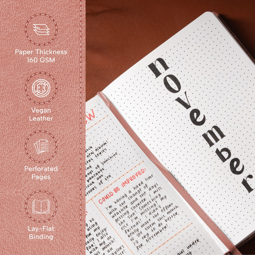 A5 Dotted Notebook - Rose Wood