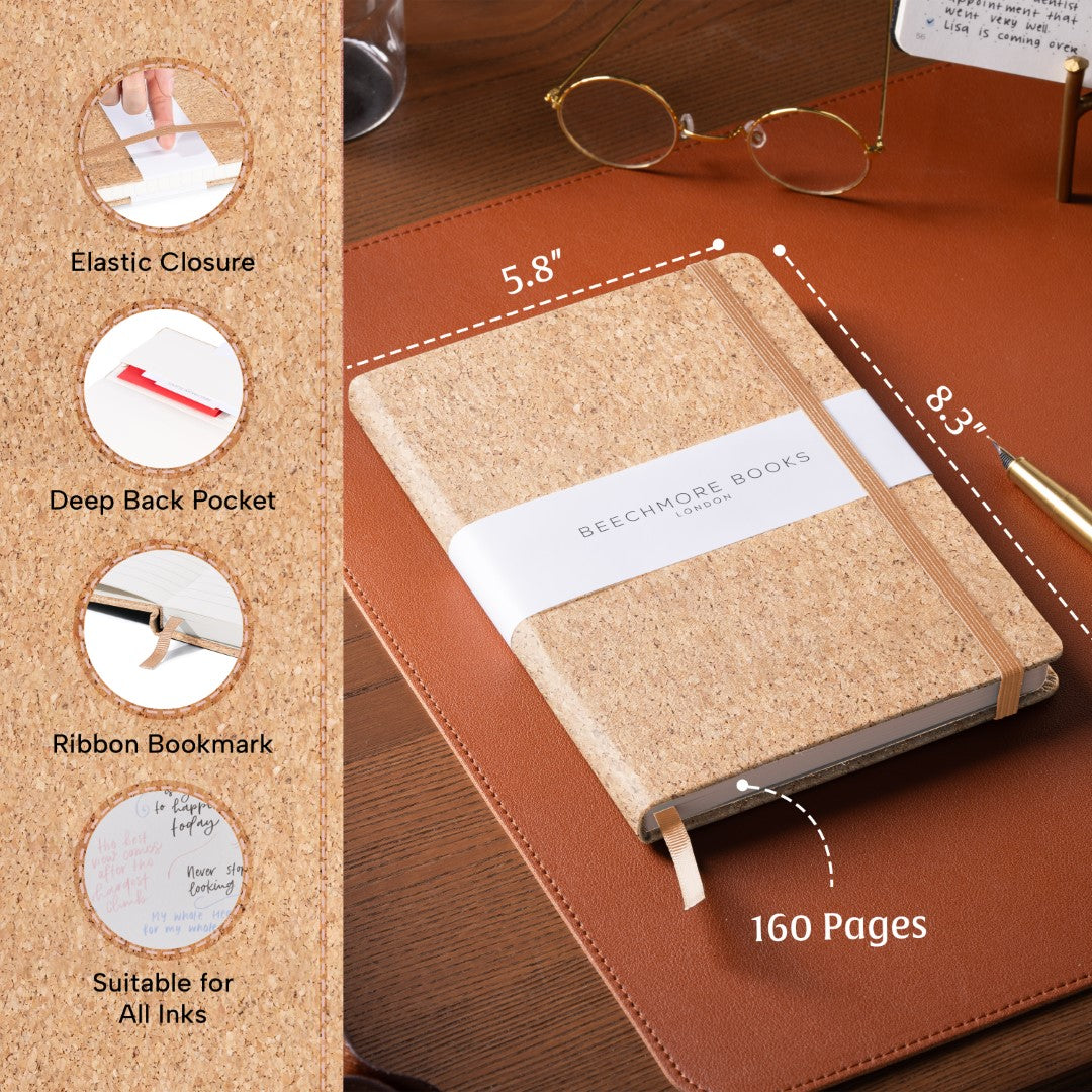 A5 Dotted Notebook - Beige Cork