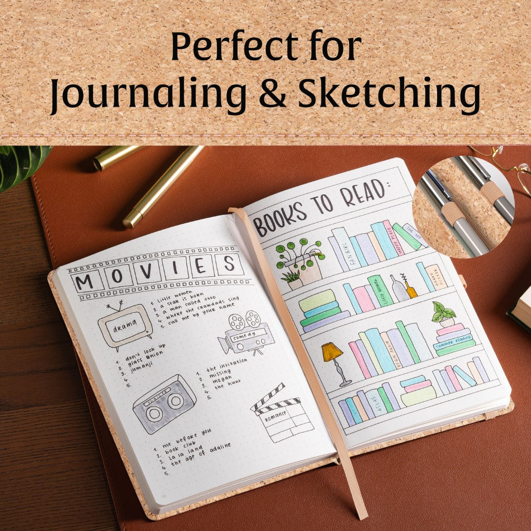A5 Dotted Notebook - Beige Cork
