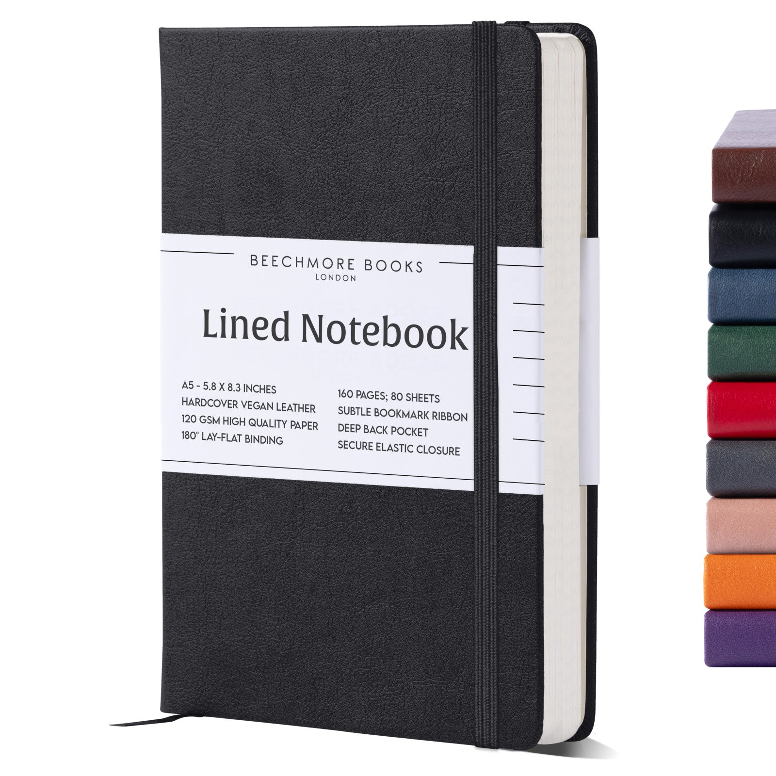A5 Ruled Notebook - Charcoal Black