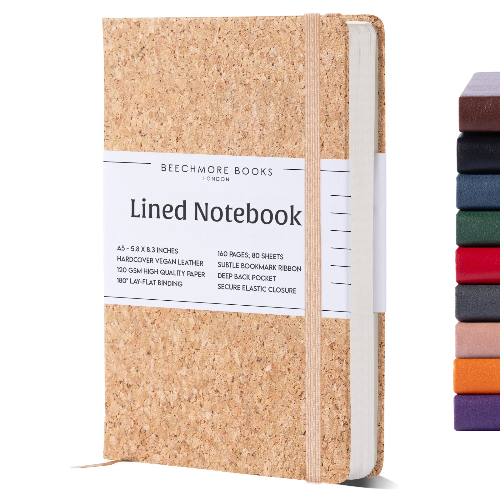 A5 Ruled Notebook - Beige Cork