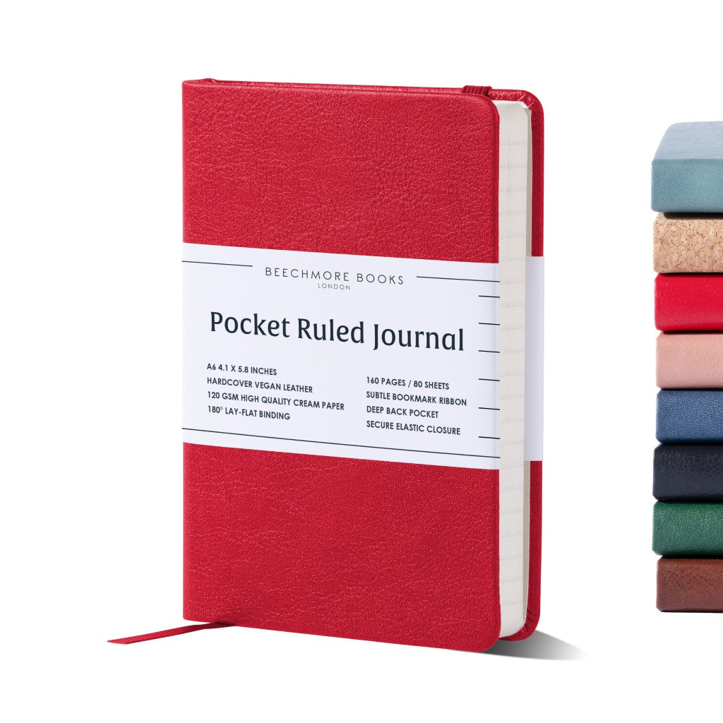 A6 Pocket Ruled Notebook - Scarlet Red