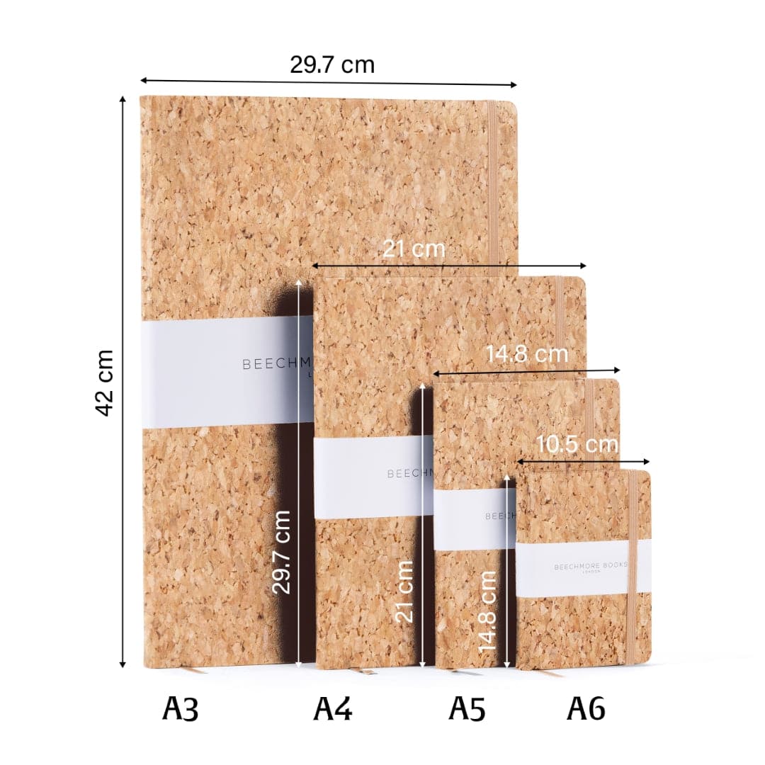 A5 Beechmore notebook with a soft Beige Cork cover, ideal for sustainable sketching and notes.