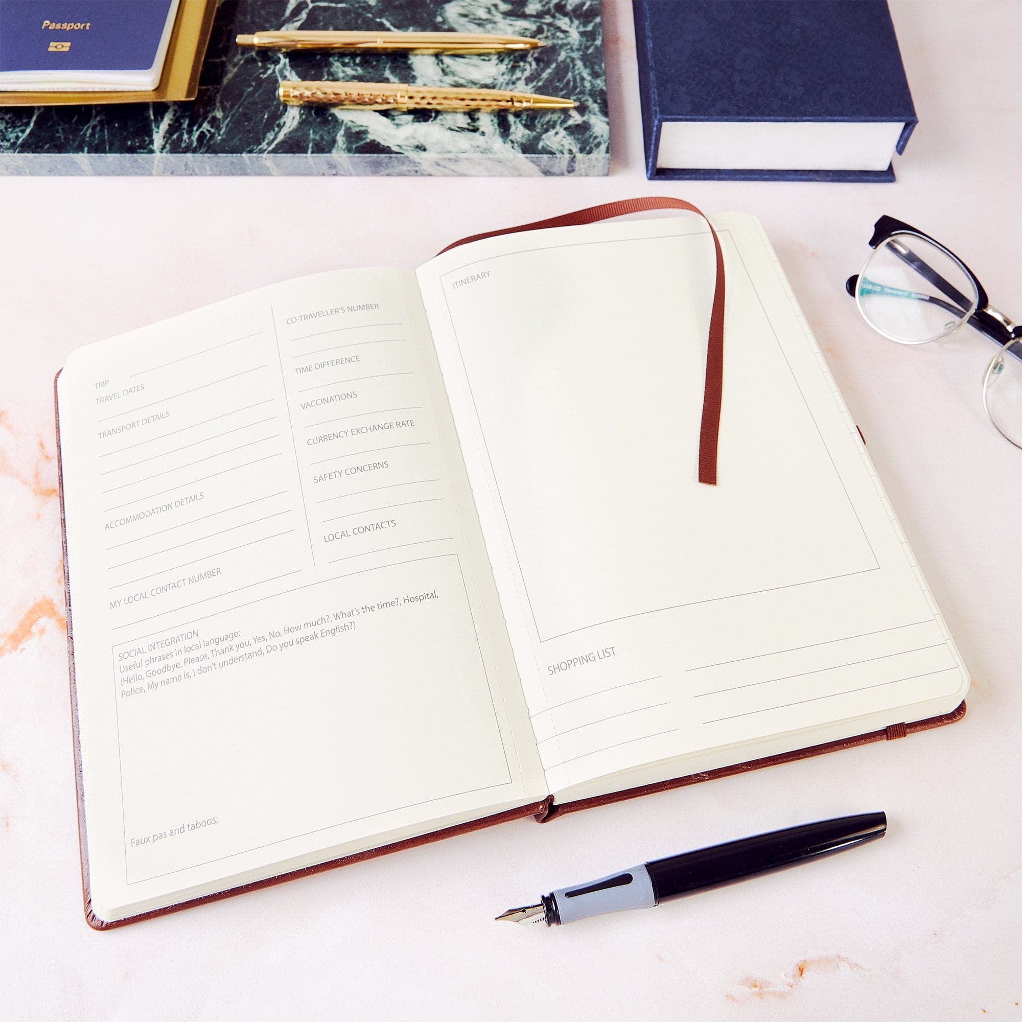 Beechmore's A5 travel planner in Chestnut Brown, ideal for those who appreciate artisanal details on the go.