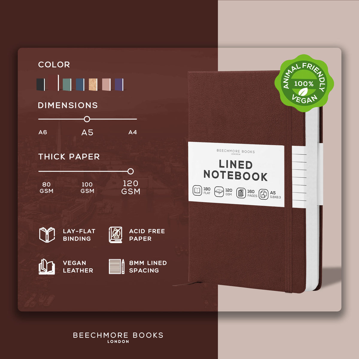 A5 Ruled Notebook - Chestnut Brown